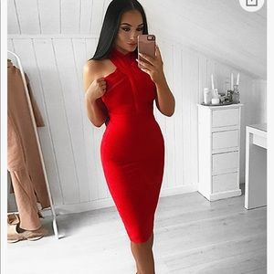 Sunlen Women's Red Bandage Dress